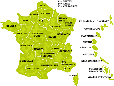 Carte des acadmies